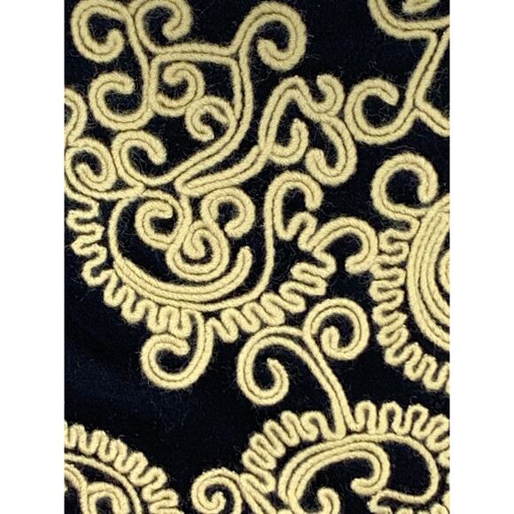 Anthropologie Scroll Jute Embroidered Black Pencil Skirt Career Church Preppy - Picture 7 of 9
